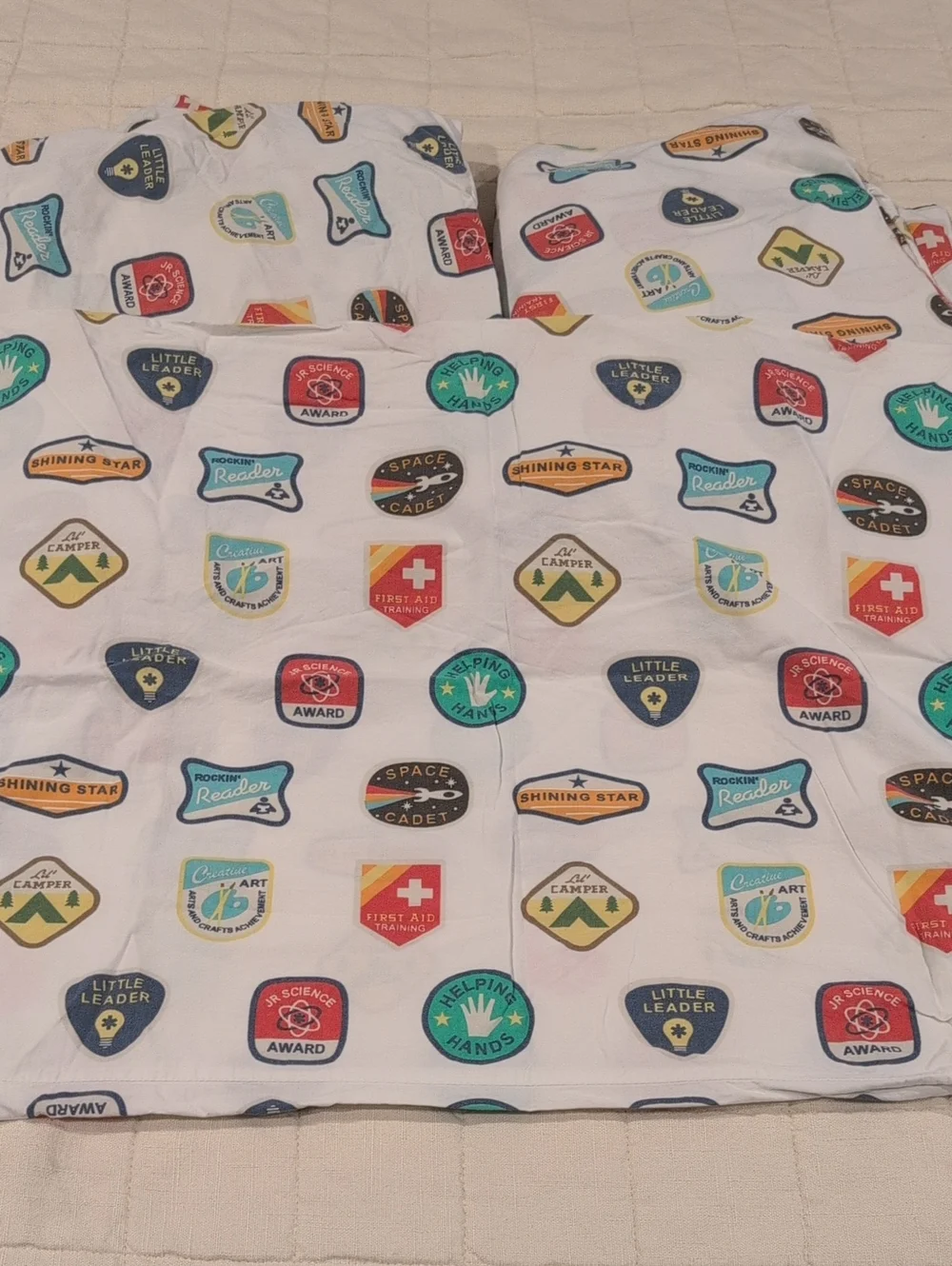 Land Of Nod Cotton Twin Sheets Honors Badges Print